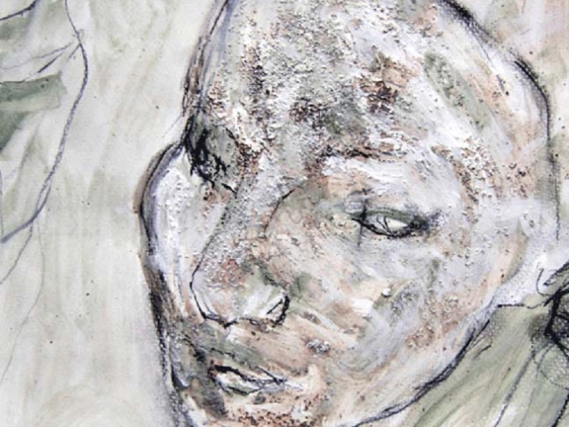 Kvinden 2  kull  passtell og akryl Cirkamål 43 cm x 53 cm