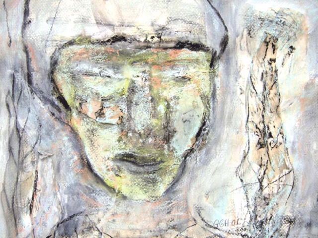 Kvinden kull  passtell og akryl Cirkamål 43 cm x 53 cm